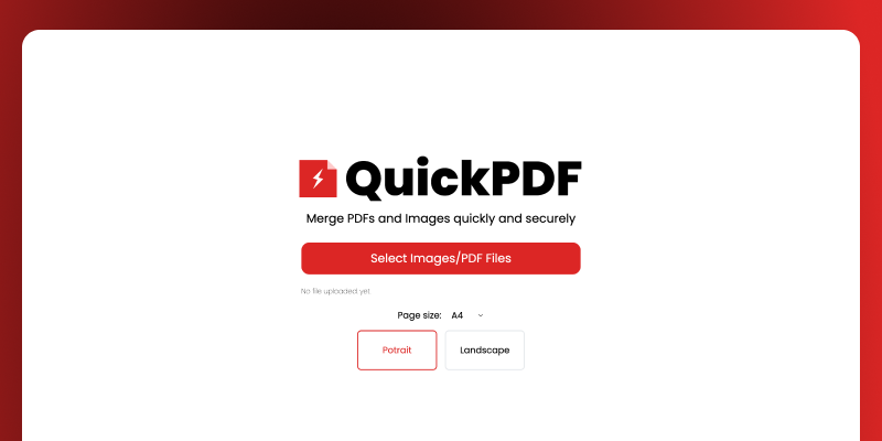 Landing page of Quick PDF website.